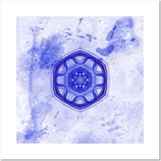 Blue wheel of fortune mandala Posters and Art